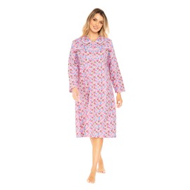 i-Smalls Ladies Long Sleeve Flannel Nighties Super Soft Thermal Floral Nightshirt (18-20) Pink