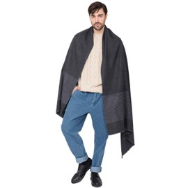 likemary - Manta de lana merino para hombre, diseño de rayas, 100 x 200 cm, Azul, 100 X 200cm