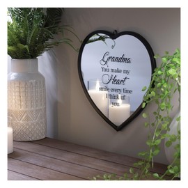 Dicksons Elanze Designs Grandma You Make My Heart Smile Heart Shaped Black 12 x 12 Metal and Glass Wall Mounted Mirror