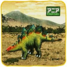 Hayashi PK428000 Towel Handkerchief, Multicolor, Approx. 9.8 x 9.8 inches (25 x 25 cm), Ania Stegosaurus