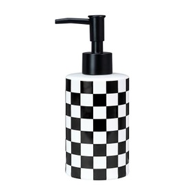 MUNILAIL Checkered Soap Dispenser with Matte Pump Black and White Ceramic Soap Bottle for Kitchen Bathroom Hand Soap Containers