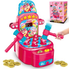 VATOS VATOS Whack Game Toy with Mole,Mini Electronic Arcade Pounding Bench Coin game with 2 Hammers Toy,Interactive Educational Developmental Game for Toddlers Kids Girls and Boys Age 3 4 5 6 Years Old