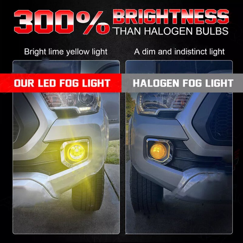 AQJ Pair Front Bumper Yellow LED Fog Light Driving Lamp