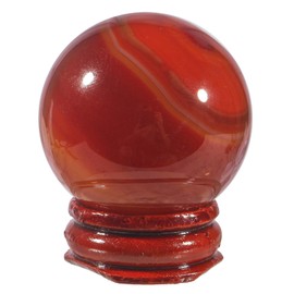 Lovionus89 Healing Crystal Ball Divination Sphere, 40mm Sculpture Home Decoration Fengshui Balls with Wood Stand, Carnelian