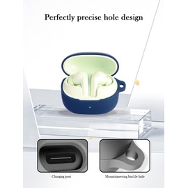 Case for Baseus Bass BP1 Pro True Wireless Earbuds,Soft Protective,BOVUGAC Silicone Case Cover with Keychain & Cleaning Kit & Lanyard for Baseus Bass BP1 Pro-Blue