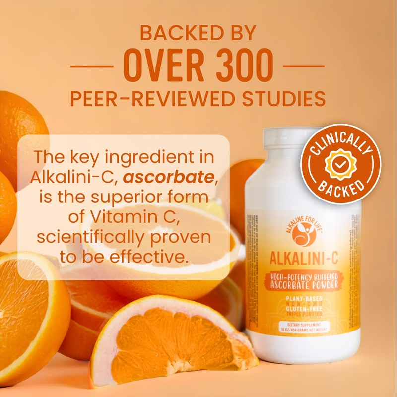 Alkalini-C Vitamin C Powder Supplement, Potent Natural L-Ascorbate VIT C