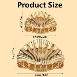 Tinoaly 2pcs Seashell Hair Clip, Fashionable Metal Hairpin Shell Hair Claw Barrette Mermaid Accessories for Women Perfect for All Hair Types (Gold)