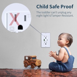 PD20W USB Outlet with LED Night Light, Electrical Wall Outlet with Type A and Type C USB Charging Ports,Tamper-Resistant Wall Outlets, Wall Plate for Phone Tablet and Cameras White (2)