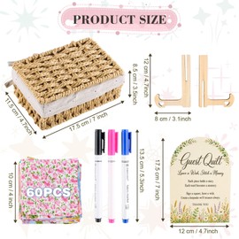 Baby Shower Guest Book Alternative, 66 Pcs Fabric Signature Squares Set with 3 Markers, Wooden Sign Board, Stand & Storage Box, DIY Memory Quilt, Wall Art, Pillow or Keepsake for Baby Shower, Wedding