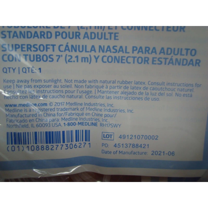 Medline 7 foot Soft Touch Cannula Oxygen Tubing HCS-4514S Lot