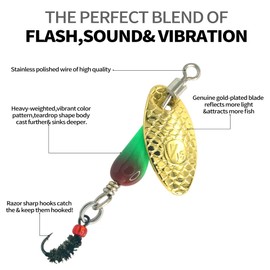 Trout Spinners, Fly Trout Fishing Lures for Bass Salmon Pike, Fishing Spinner Kit Smallmouth Bass Lures with Brass Spinner for Lake River Fishing (Style D-0.1oz/5PCS)