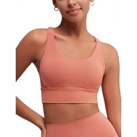 Sports Bra for Women,Criss-Cross Back Medium Support Wirefree Breathable Padded Adjustable Bra for Running Workout Gym Yoga Pilates Coral Red