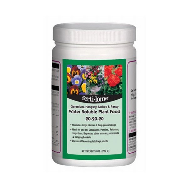 Voluntary Purchasing Group 10728 Fertilome Geranium Hanging Plant and Pansy Water Soluble Plant Food Fertilizer, 8-Ounce