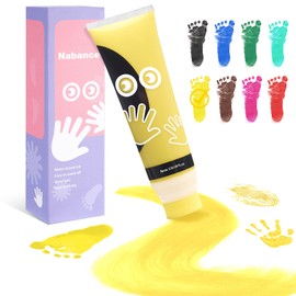 Nabance 2.54 fl oz Yellow Baby Hand and Footprint Friendly Ink Paint, Dog Cat Paw Print Safe Ink, Non-Toxic Acid-Free, Safe Gentle for Home School Christmas New Year DIY Keepsake Stamp