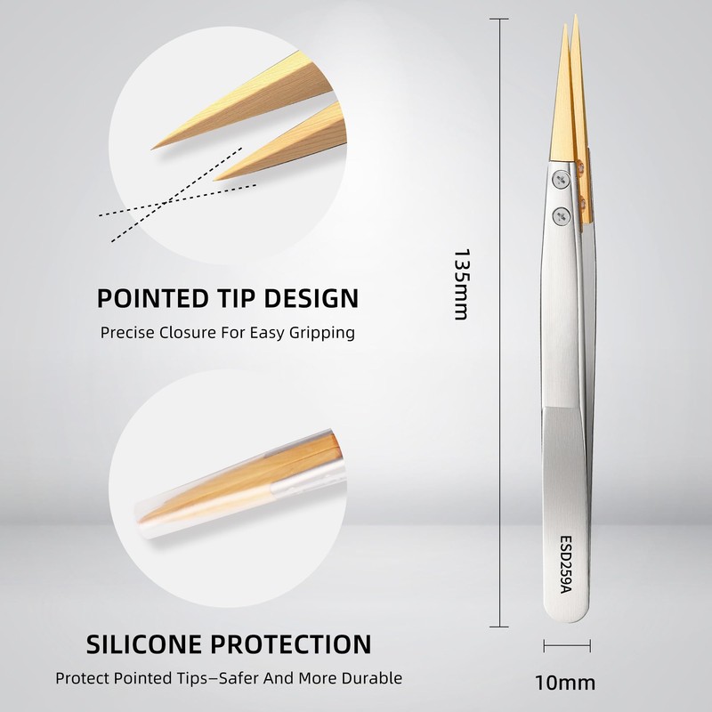 Boxwood Pointed Tweezers Precision Anti-Magnetic Tweezers Lightweight High-End Pointed for