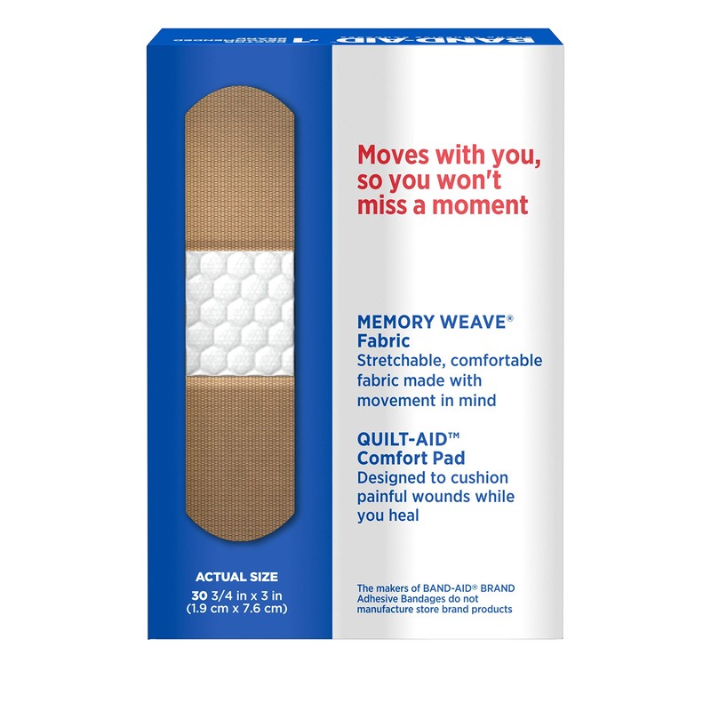 Band-Aid Flexible Fabric Adhesive Bandages All One Size, 30 Count