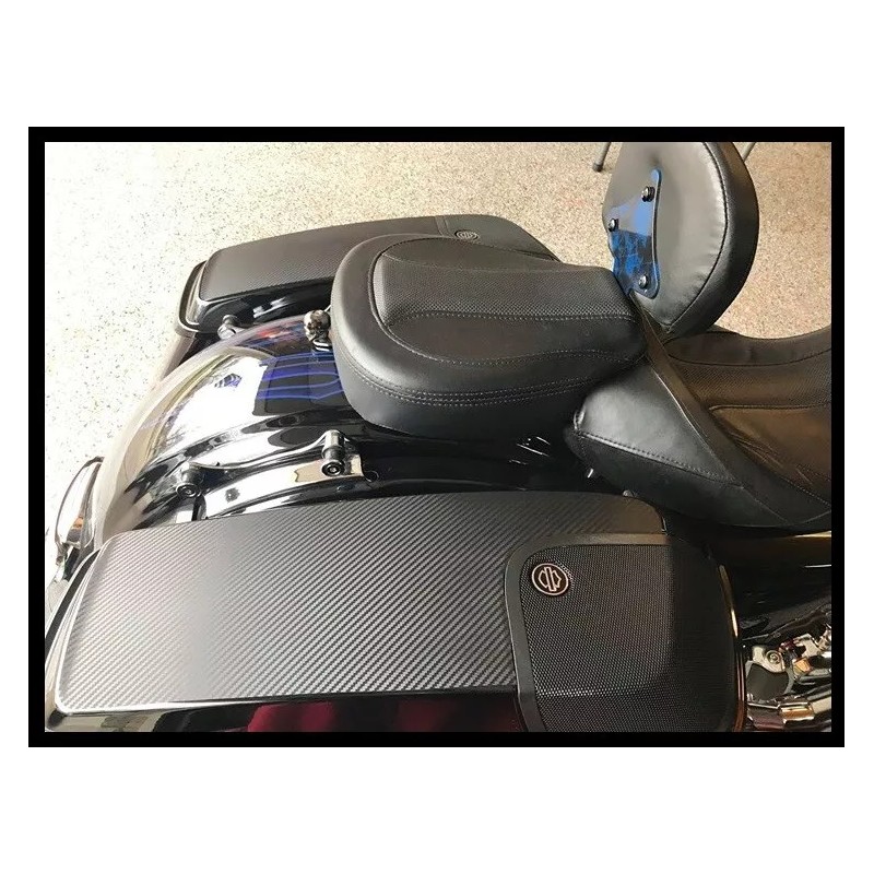 lid skins Black carbon hard bag lids Fits 2014-2023 Harley-Davidso