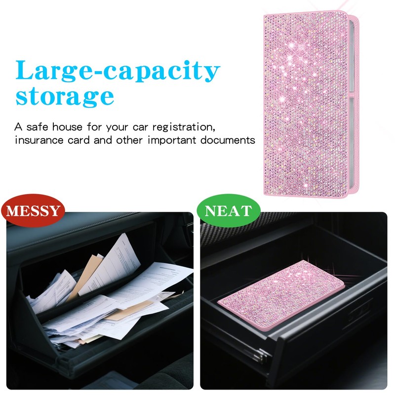 Mulixis Bling Car Registration and Insurance Holder Crystal Rhinestone Car