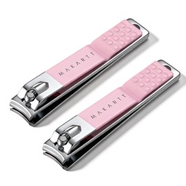 Makartt Nail Clippers: Sharp, Curved Blade for Thick Nails, 2pcs Pink | Stainless Steel Nail Clipper Set for Fingers & Toes. Portable & Sharp. Ideal for Men, Women, and Thick Nails
