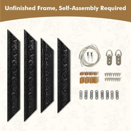 FOLKOR Antique French Canvas Frame for 24x32 Oil Paintings Diamond Art Prints, 2.6" Wide DIY Wood Gallery Wall Frame for Coffee Book Shop Dining Room Kitchen Decor, No Back & Glass (Black)