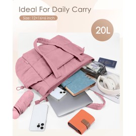 Uselike Tote Bag for Women Puffy Work Bags for Women with Zipper Lightweight Quilted Puffer Tote Bag for Travel, Teacher, Nurse (Purple Ash)