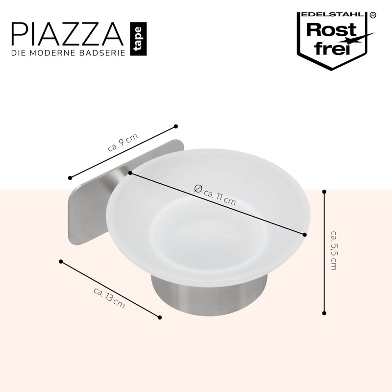 bremermann Piazza Bathroom Series Soap Dish, Matt Stainless Steel &