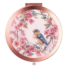 GAOLZIUY Watercolour Bird Compact Mirror, Bird Rose Gold Makeup Mirror, Portable Compact Mirror Gifts for Women for Birthday Valentines Day Wedding Anniversary