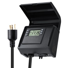 SURAIELEC Digital Pool Timer for Above Ground Pools, NEMA L5-20R Twist-Lock Plug-in Timer, 20A 125V 1HP, Programmable 7-Day Schedule, Weatherproof Cover, for Pool Pumps, Heaters and Lights