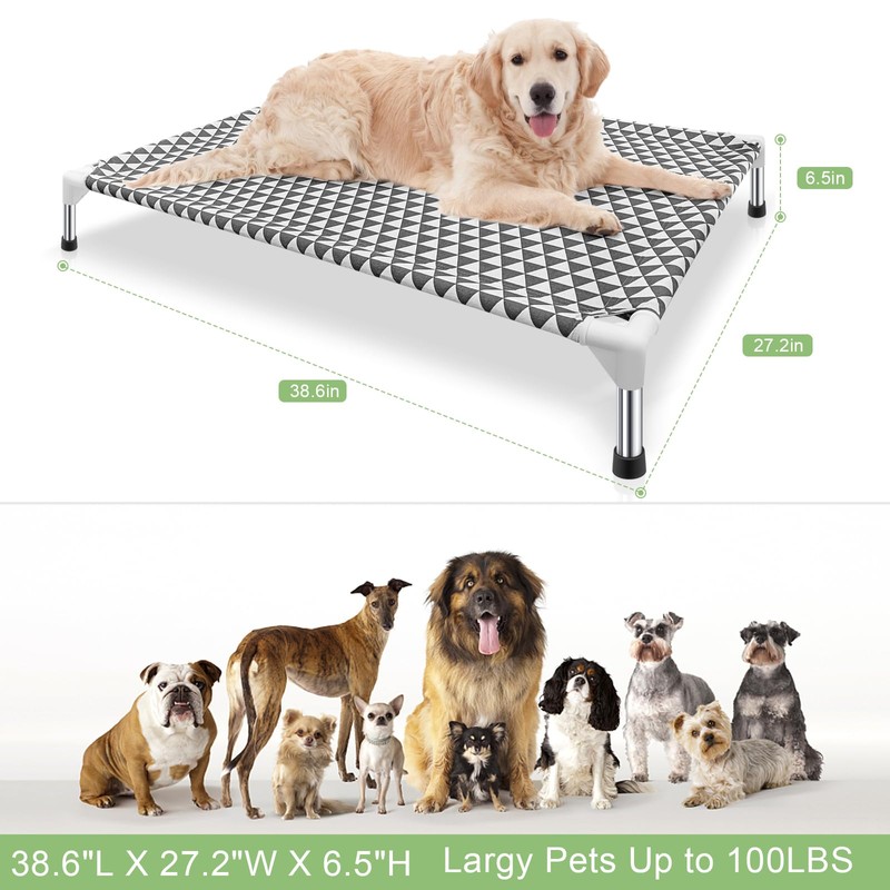 Elevated Outdoor Dog Bed, Large Size, Cotton Material, Non-Slip Feet,