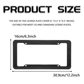 HHZL 2 Pieces Carbon Fiber License Plate Frame Car Decor Accessories, License Plate Cover License Board Frame Universal Car Necessities with Fasteners License Board Protector (Black)