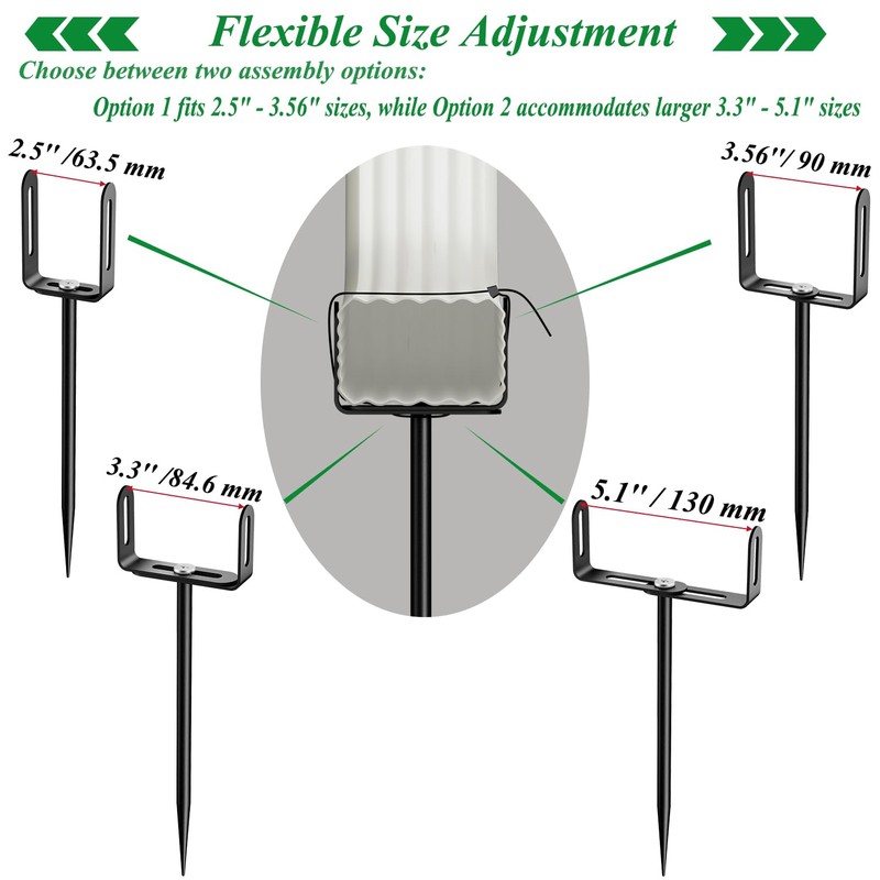 Downspout Bracket,Heavy Duty Size-Adjustable Storm-Proof Downpipe Bracket with Rust-Resistant Coating-Solid