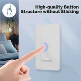 Swokely Matter WiFi Smart Light Switches, Netural Wire Required, 2.4GHz Single Pole Switch, Compatible with Alexa Assistant, Remote Control, Voice Control, No Hub Required (2 Way)