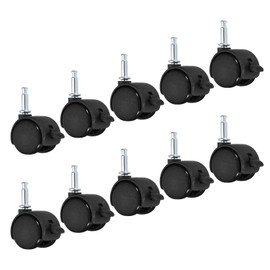 PATIKIL 1 Inch Swivel Stem Casters, 10 Pack Nylon 360 Degree Insert Swivel Stem Wheels with Brake for Chair Shelf Furniture Replacement, Black