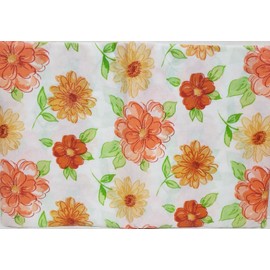 Thin Flannel Back Vinyl Tablecloth 52" x 90" Oblong Orange Yellow and Red Flowers Kitchen Decor Holiday Elegant Fabric Vintage Tablecloth s Cover