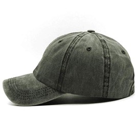 Men Women Washed Cotton Low Profile Distressed Vintage Baseball Cap Plain Adjustable Dad Hat (Army Green)