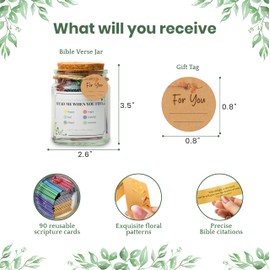 daily moments Bible Verse Jar - Read Me When Bible Verses Jar, Christian Gifts for Women Faith, Mothers Day Gifts for Mom, Religious & Christian Home Decor, 90 Day Color Coded Scripture Cards
