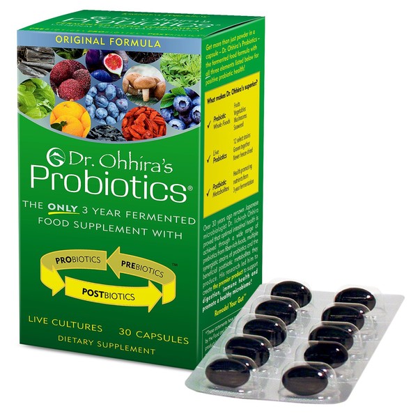 Dr. Ohhira’s Probiotics Original Formula with 3 Year Fermented Prebiotics, Live Active Probiotics and The only Product with Postbiotic Metabolites, 30 Capsules