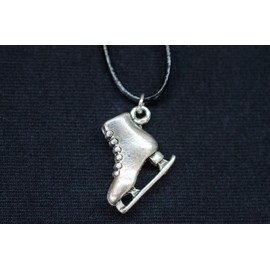 Miniblings Ice Skating Necklace - Handmade Fashion Jewellery I Chain with Pendant - Ice Princess Figure Skating Silver Leather Chain Leather, Metal