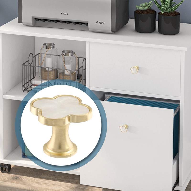 Cionyce 6 Pack Clover Cabinet Knobs Zinc Alloy Single Hole