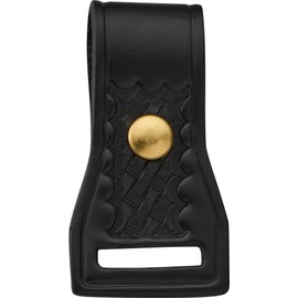 JAY-PEE Two-Way Radio Microphone Holder Epaulet Shoulder Basketweave Leather Mic Clip Slot for First Responder Uniforms. Brass Snap