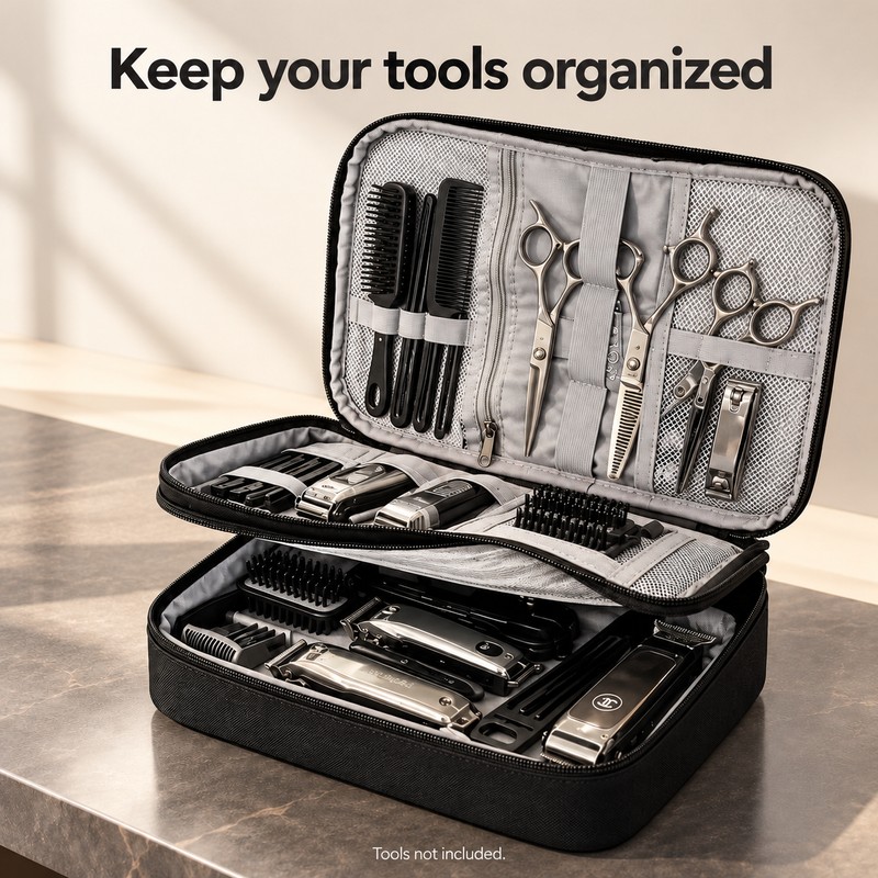 3-Layer Barber Tool Organizer Bag for Hair Styling – Large