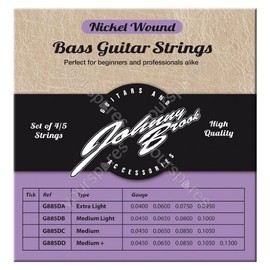 Johnny Brook Set Of 4 Nickel Wound Bass Guitar Strings (Medium Light Gauge)