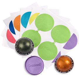 Grasseed Aluminum Foils Lids to Reuse Coffee Pods Compatible with Nespresso VertuoLine Capsules-60 Pcs / 8 colors