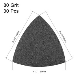 TA-VIGOR 30Pcs 80 Grit Triangular Sandpaper, 90mm Hook and Loop Sanding Pad Fit 3-1/2 Oscillating Multi-Tool, Electrostatic Sand Planting Sanding Paper Silicon Carbide for Wet and Dry Use