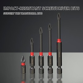 Kicttule H2 High Magnetic Screwdriver Drill Bit Set, 6-Piece Anti-Slip Impact Resistant Hex Shank Bits for Precision Drilling & Fastening