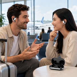 AI Translator Earbuds for Travel & Conversation – 144-Language Real-Time Translation with Bluetooth 5.3
