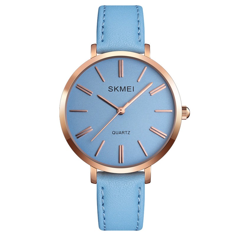 Women Girl Female Fashionable Quartz Round PU Leather Watch Wristwatch