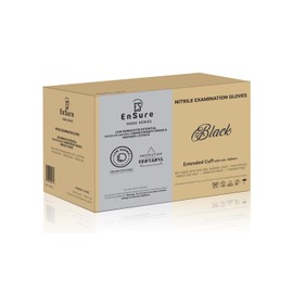 SAF-CARE EnSure Low Derma Gray Black Nitrile Exam Medical Disposable Gloves, Chemo Rated, Powder Free, Latex Free, Non Sterile, 5 Mil, Dental, Food Safe, Textured FingerTips, Extended Cuff