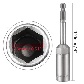 TOP-VIGOR 3-teiliges 13-mm-Steckschlüssel-Set, 1/4-Zoll-Sechskantschaft, Schnellwechsel, 100 mm Länge, metrisches Steckschlüssel-Set für Holzbearbeitung, Autoreparatur, Maschinenwartung, Möbel