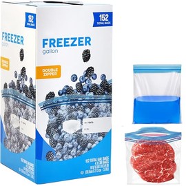 Freezer Bags | Double Zipper, Extra Wide, Easy to Open, Click & Lock, BPA Free, Heavy Duty Plastic, Long Term Storage | Food Snack Meal Prep Leftover | Gallon (10.56 X 10.75 Inches) 152 Bags (152)